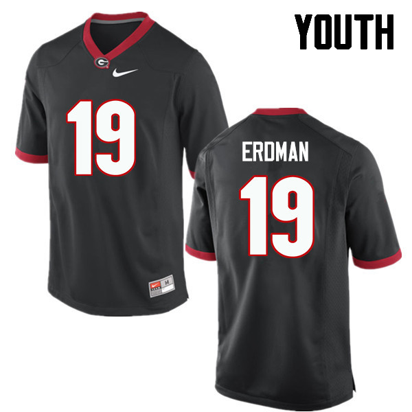 Georgia Bulldogs Youth Willie Erdman #19 Black Stitched College UGA Football Jersey 23XR011BJ